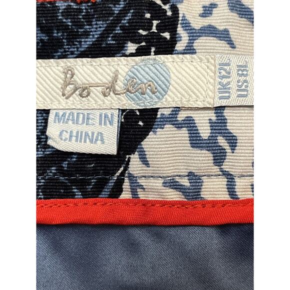 Boden Women's Size 8L Red White Blue Leaf Print Knee Length Lined Skirt - Picture 2 of 8